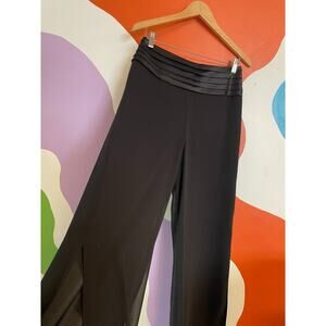 Vintage Victor Costa Black Silky Wide Leg Trouser Pants Cocktail Size 6 32"